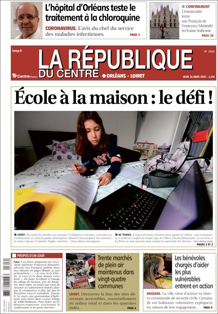 Portada de La République du Centre (Francia)