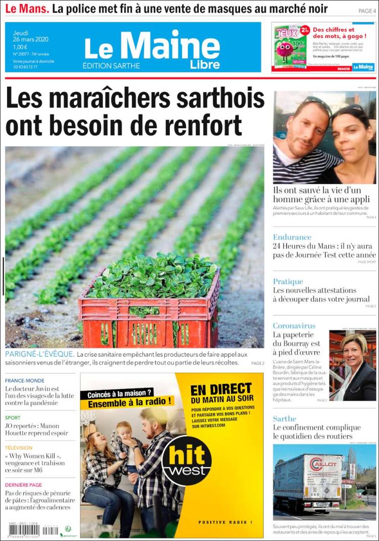 Portada de Le Maine Libre (Francia)