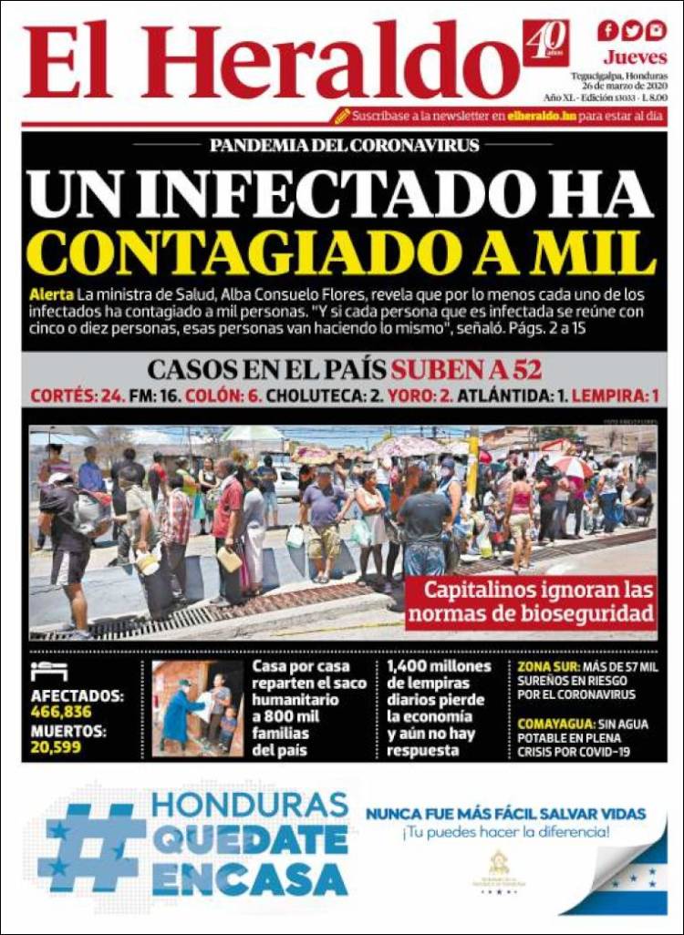 Portada de El Heraldo (Honduras)