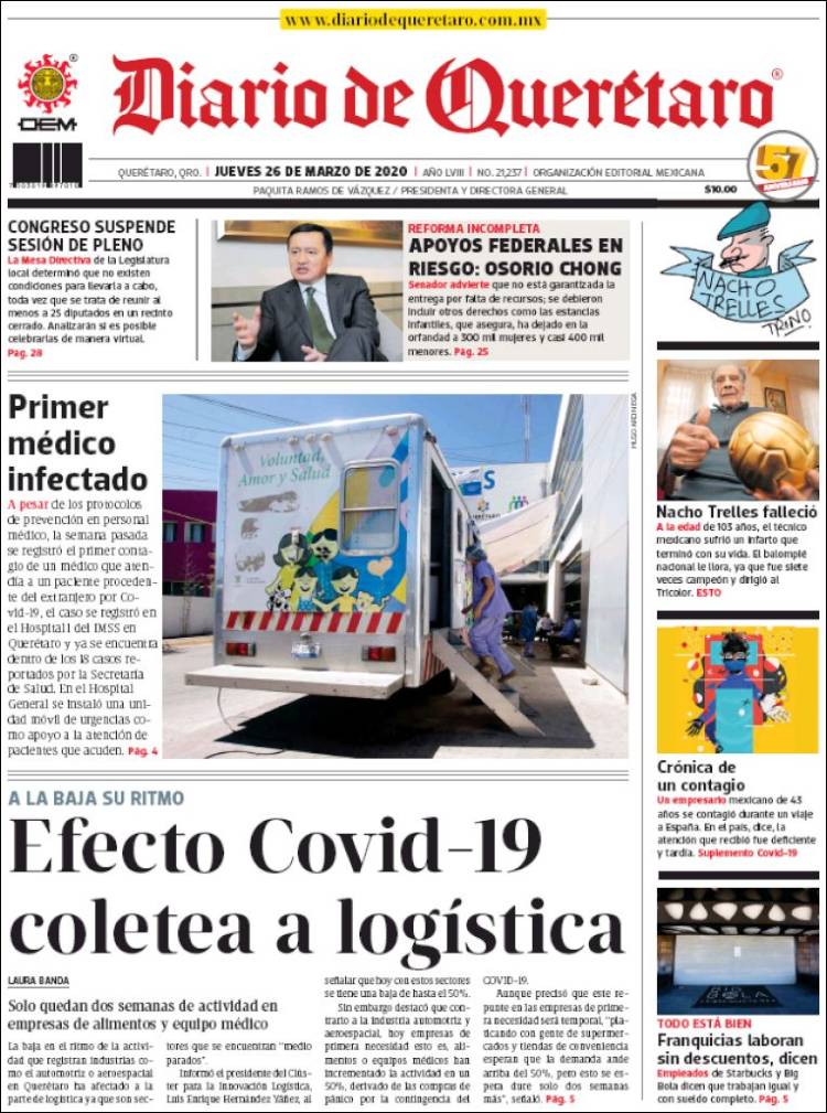 Portada de Diario de Querétaro (M&eacute;xico)