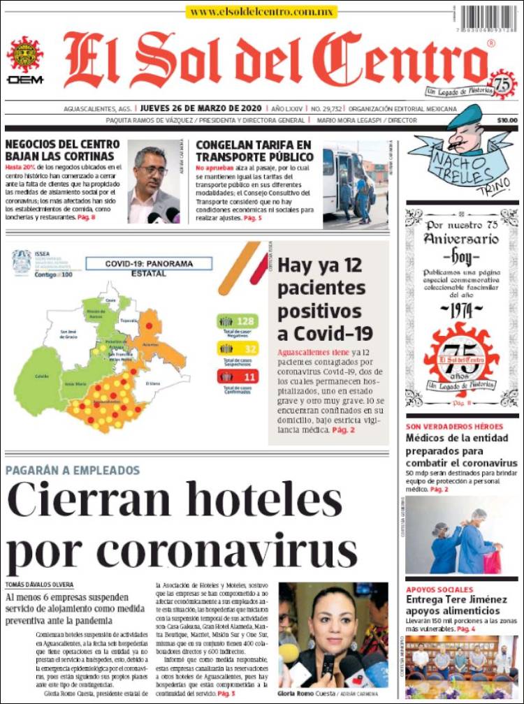 Portada de El Sol del Centro (M&eacute;xico)