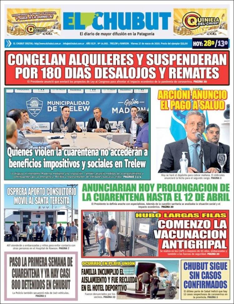 Portada de El Chubut (Argentina)