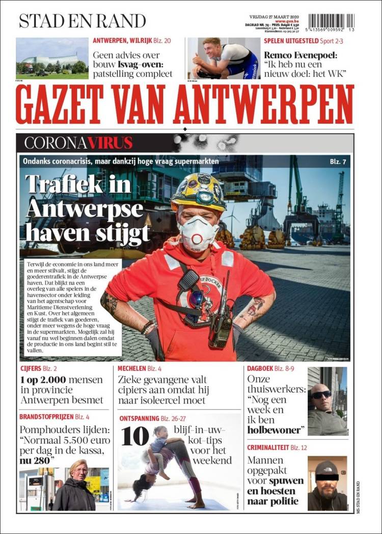 Portada de Gazet van Antwerpen (B&eacute;lgica)