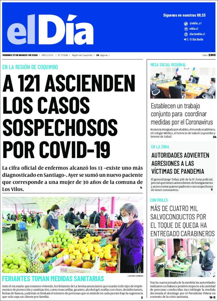 Portada de El Día (Chile)