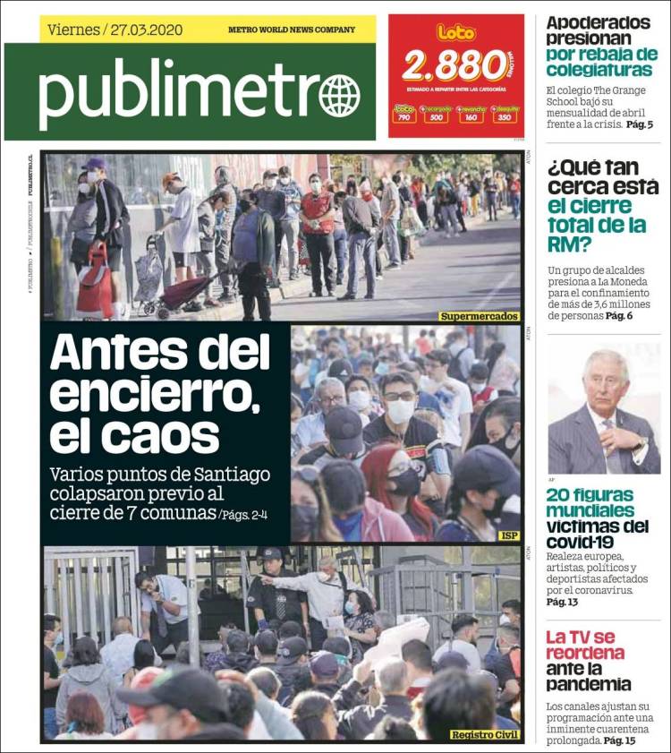 Portada de Publimetro (Chile)