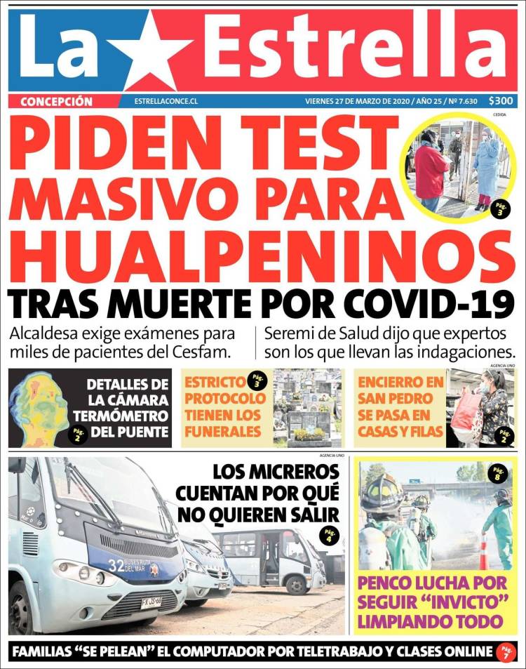 Portada de La Estrella de Concepción (Chile)