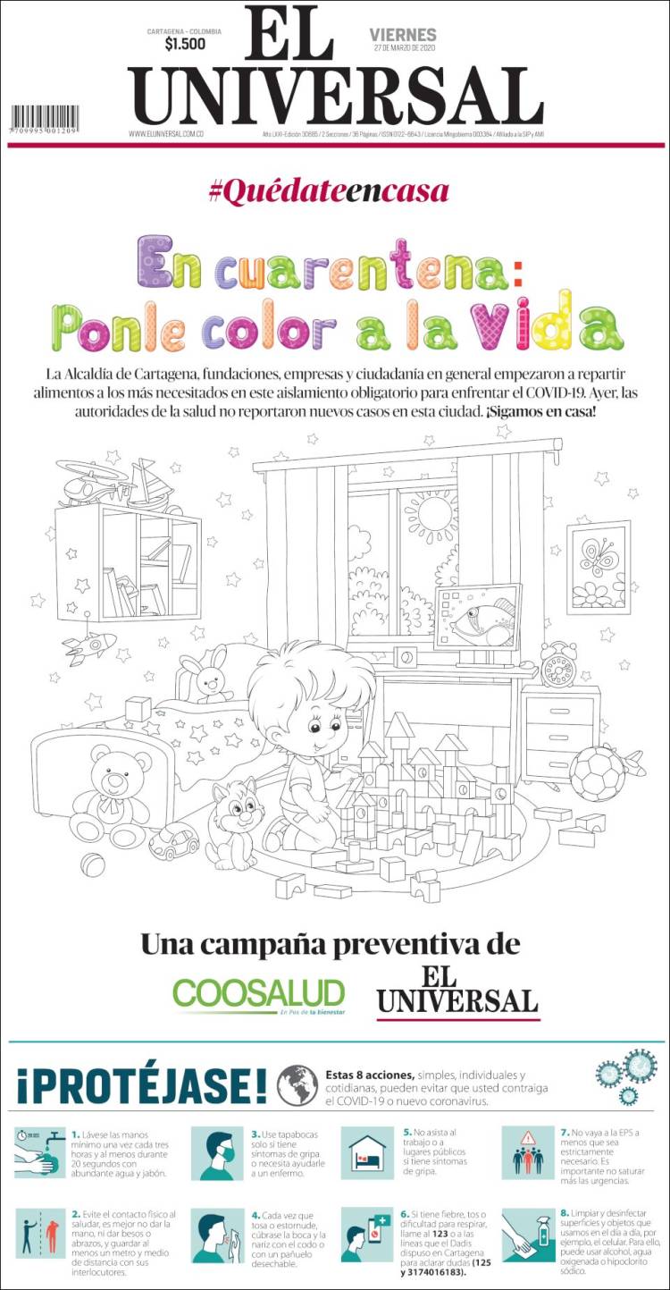 Portada de El Universal (Colombia)