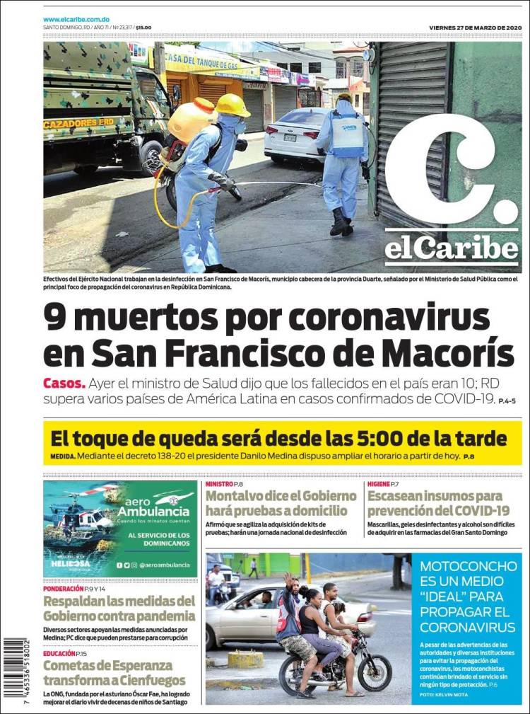 Portada de El Caribe (R. Dominicana)