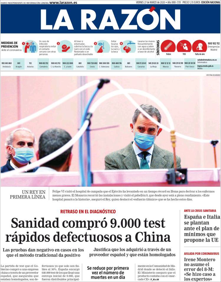 Portada de La Razón (Espa&ntilde;a)