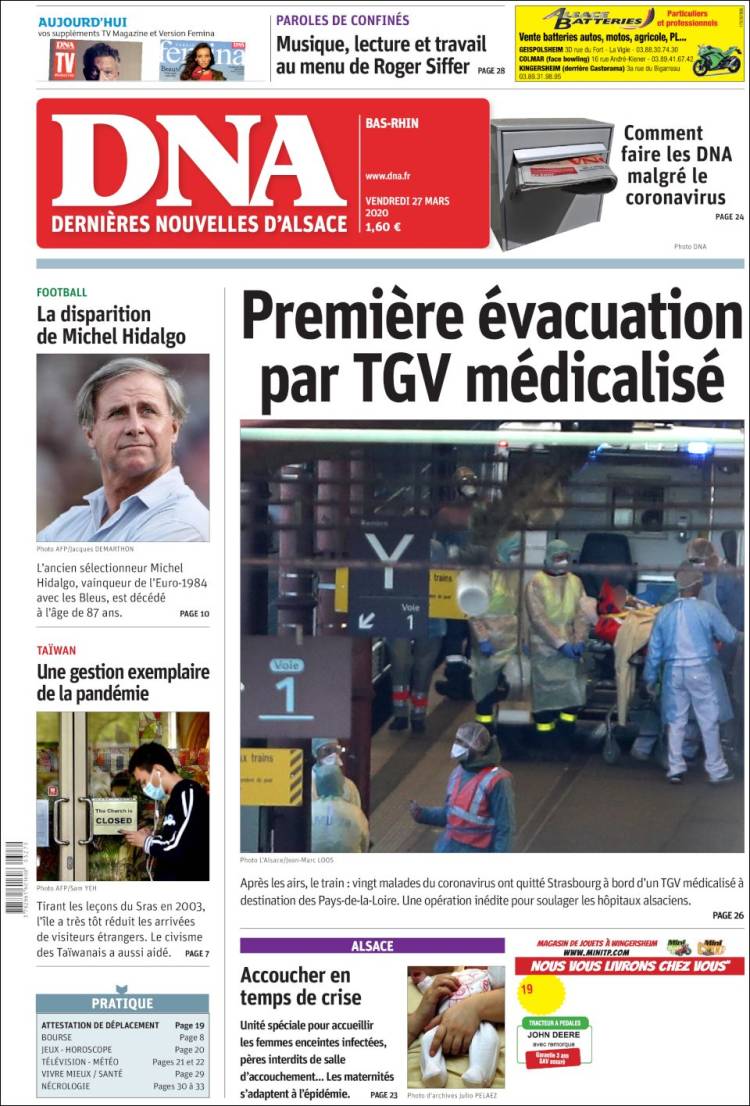Portada de Les Dernières Nouvelles d'Alsace (Francia)