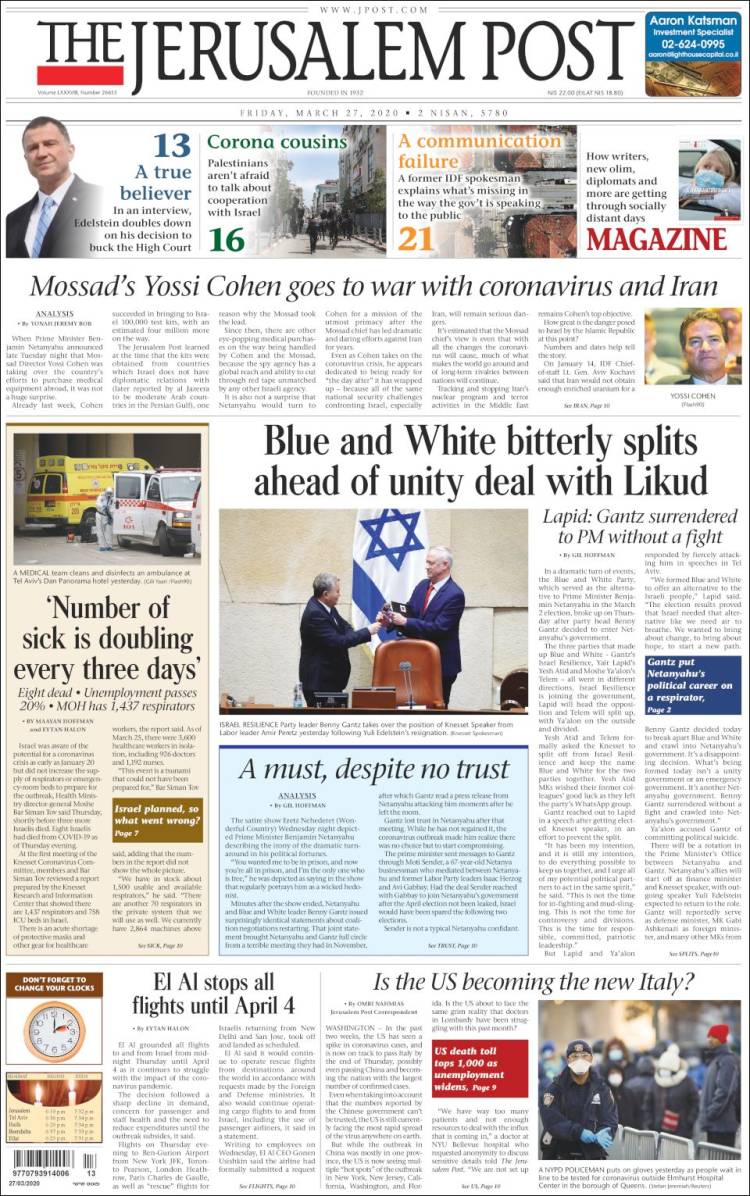 Portada de The Jerusalem Post (Israel)