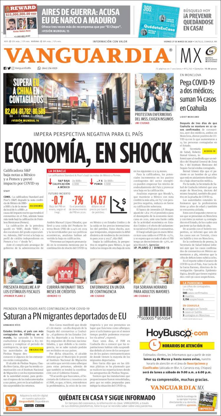 Portada de Vanguardia (México)