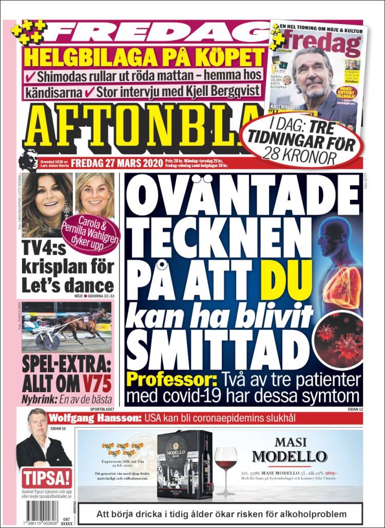 Portada de Aftonbladet (Suecia)