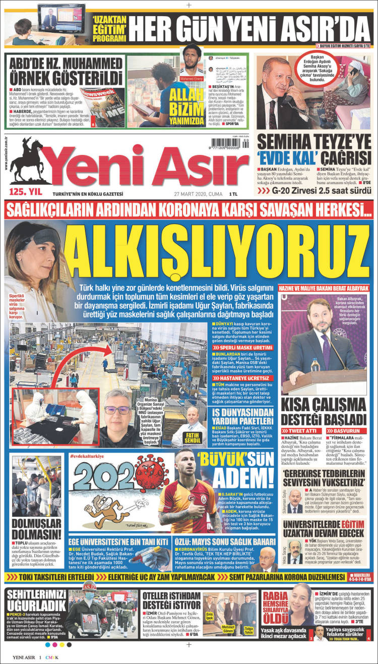 Portada de Yeni Asır (Turqu&iacute;a)