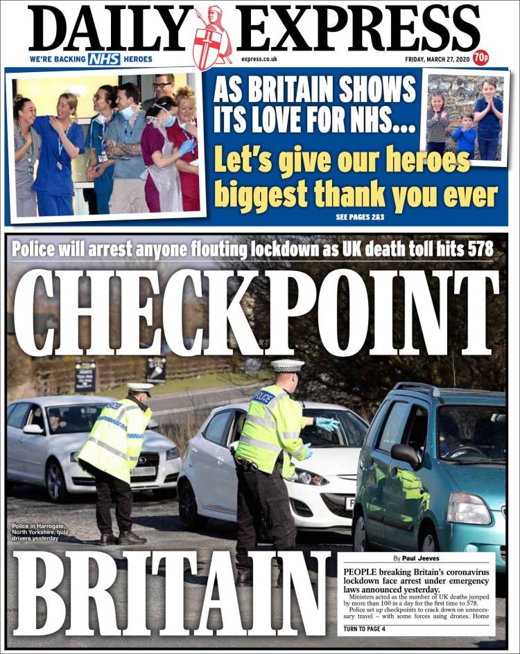 Portada de Daily Express (Reino Unido)