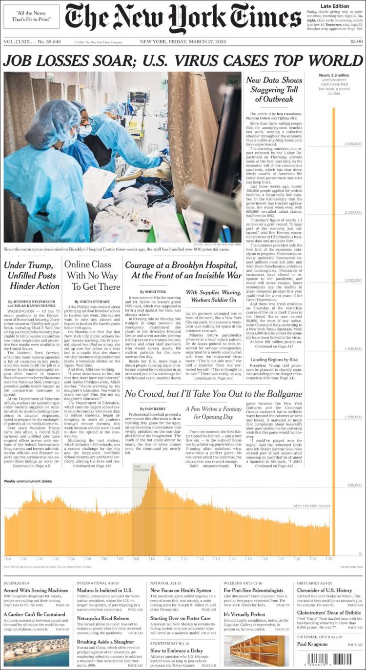 Portada de New York Times (USA)