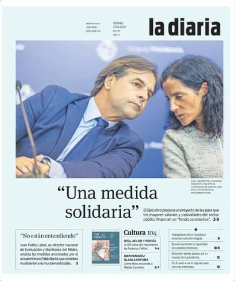 Portada de La Diaria (Uruguay)