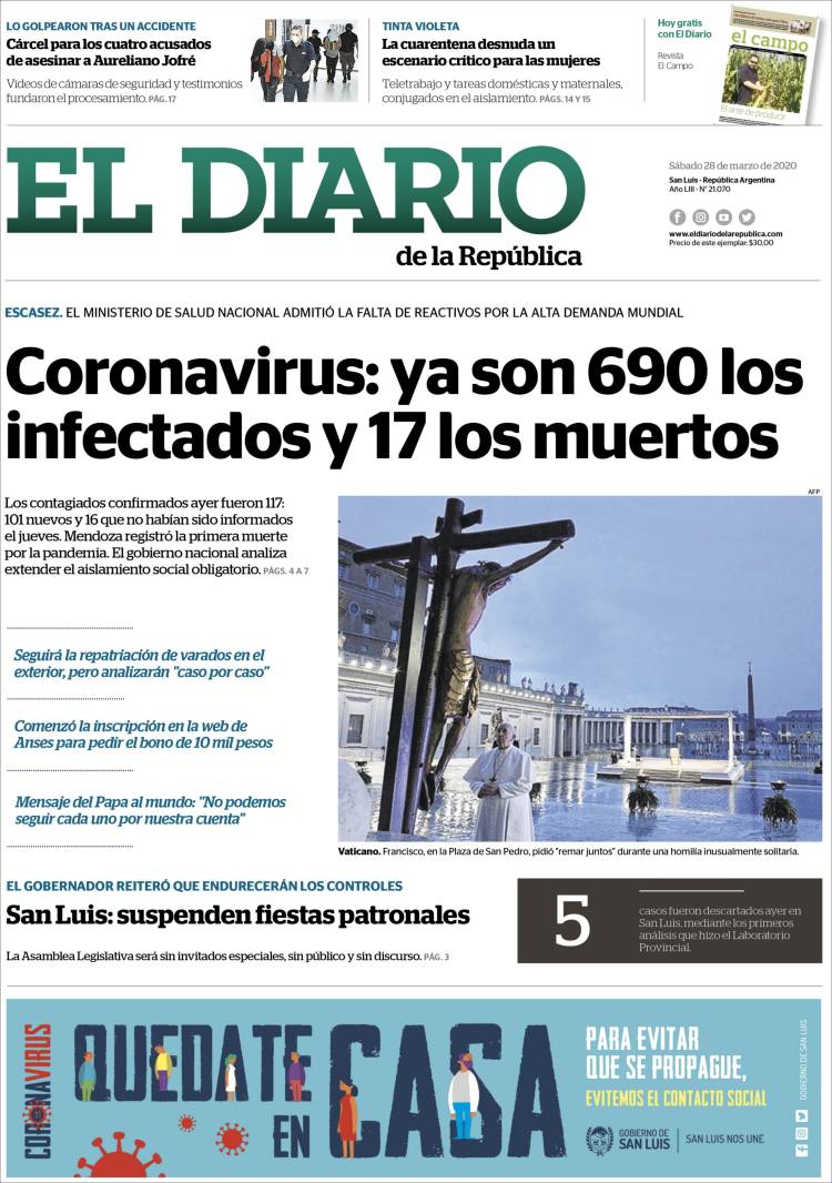 Portada de Diario de la República (Argentina)