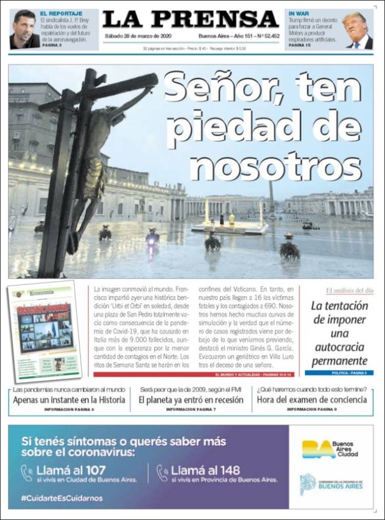 Portada de La Prensa (Argentina)