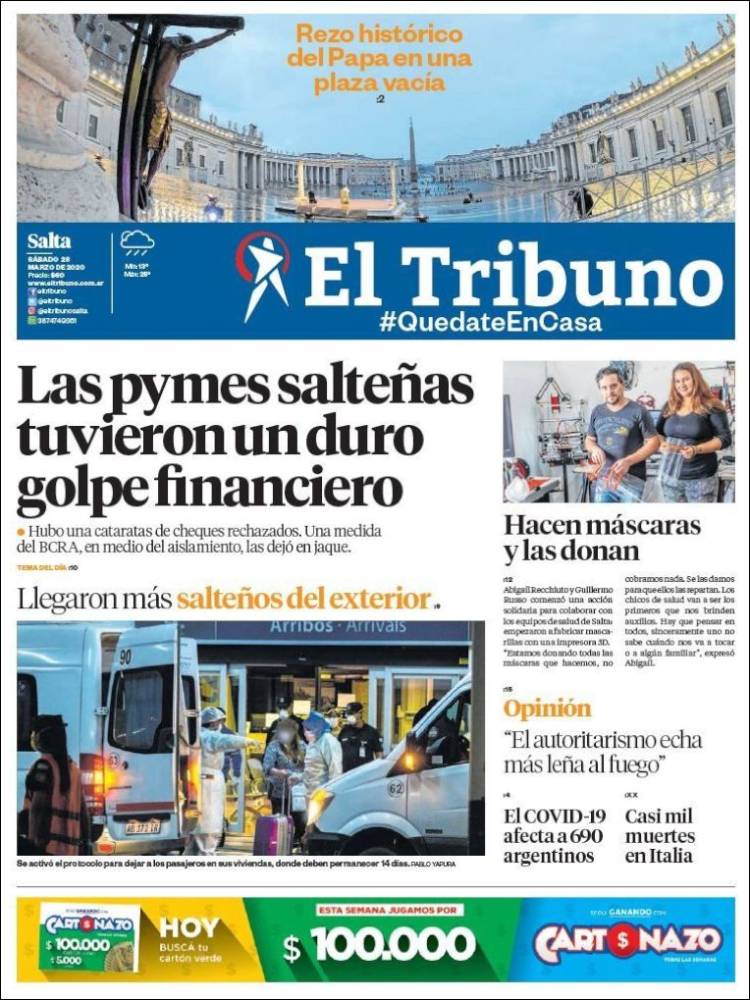 Portada de El Tribuno - Salta (Argentina)