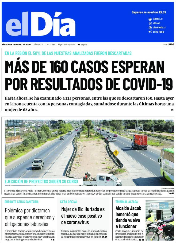 Portada de El Día (Chile)