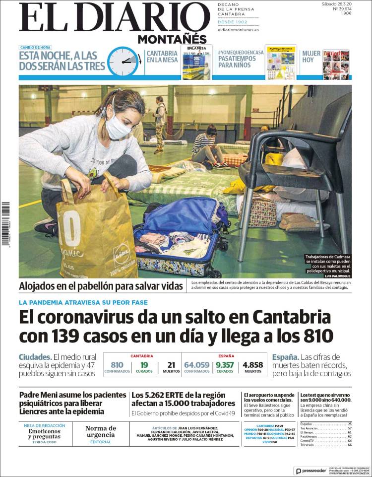 Portada de El Diario Montañés (España)