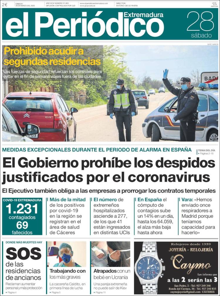 Portada de El Periódico de Extremadura (España)