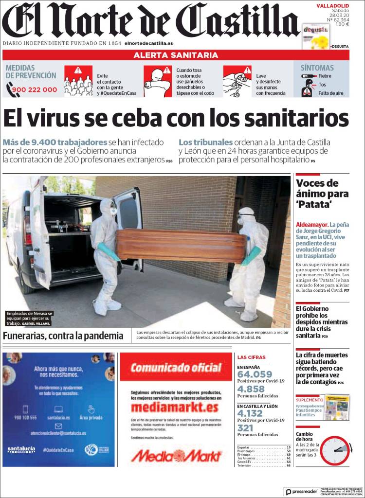 Portada de Norte de Castilla - Valladolid (España)