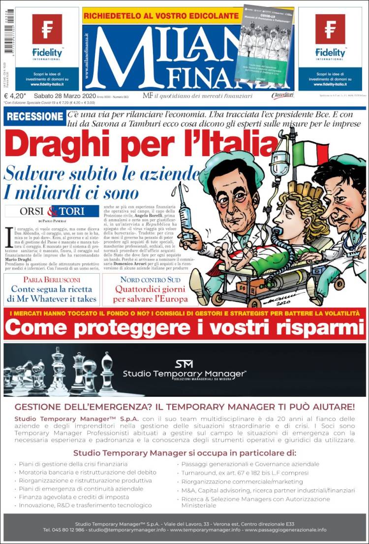 Portada de Milano Finanza (Italia)