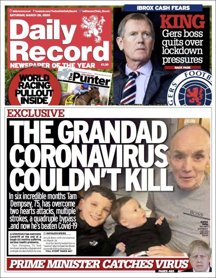 Portada de Daily Record (Reino Unido)