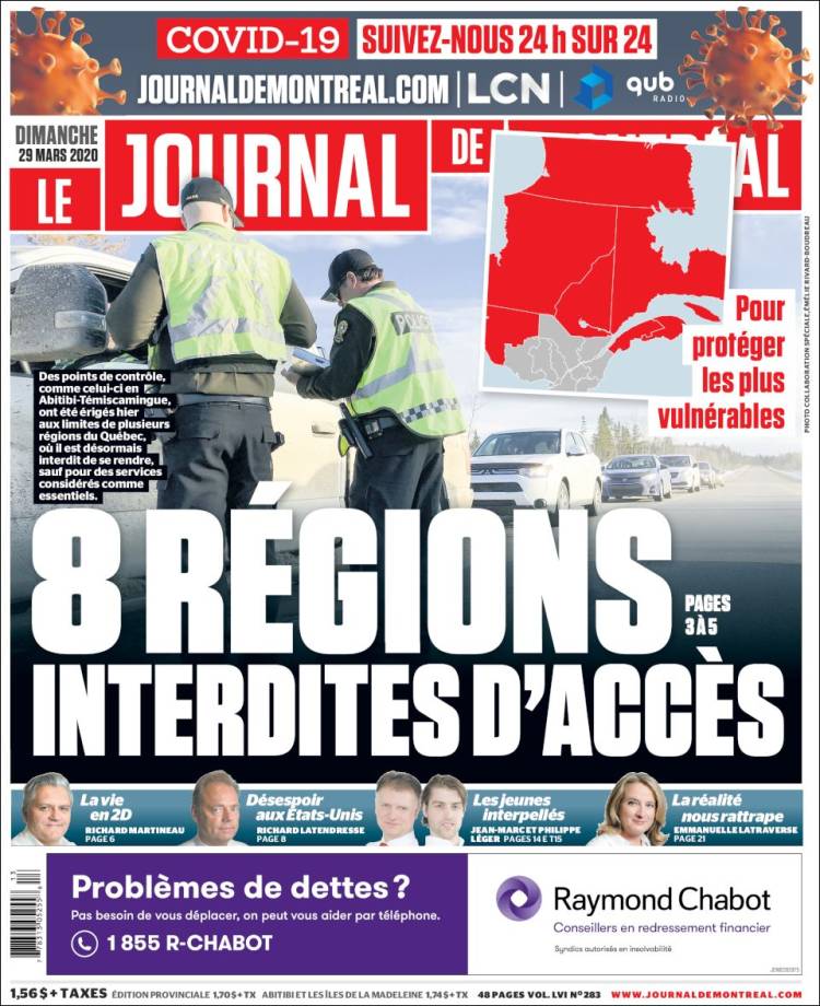 Portada de Le Journal de Montréal (Canadá)