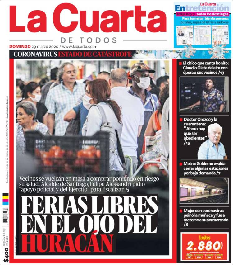 Portada de La Cuarta (Chile)