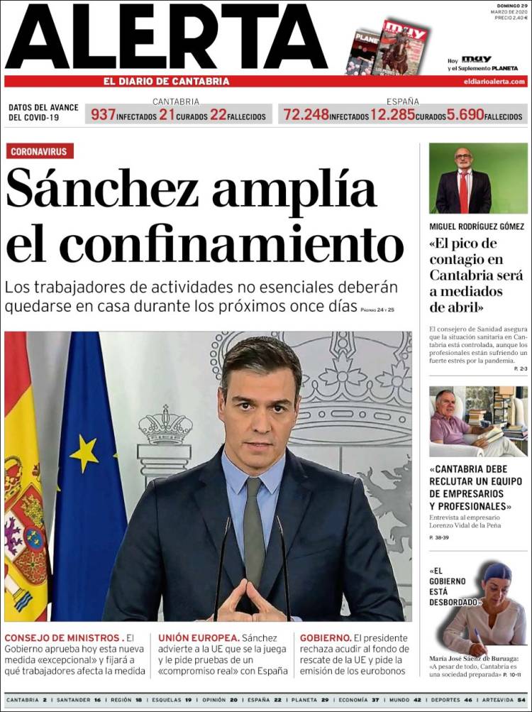 Portada de Alerta - El Diario de Cantabria (España)