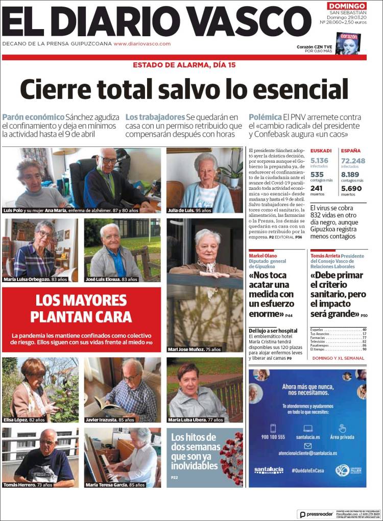 Portada de Diario Vasco (España)