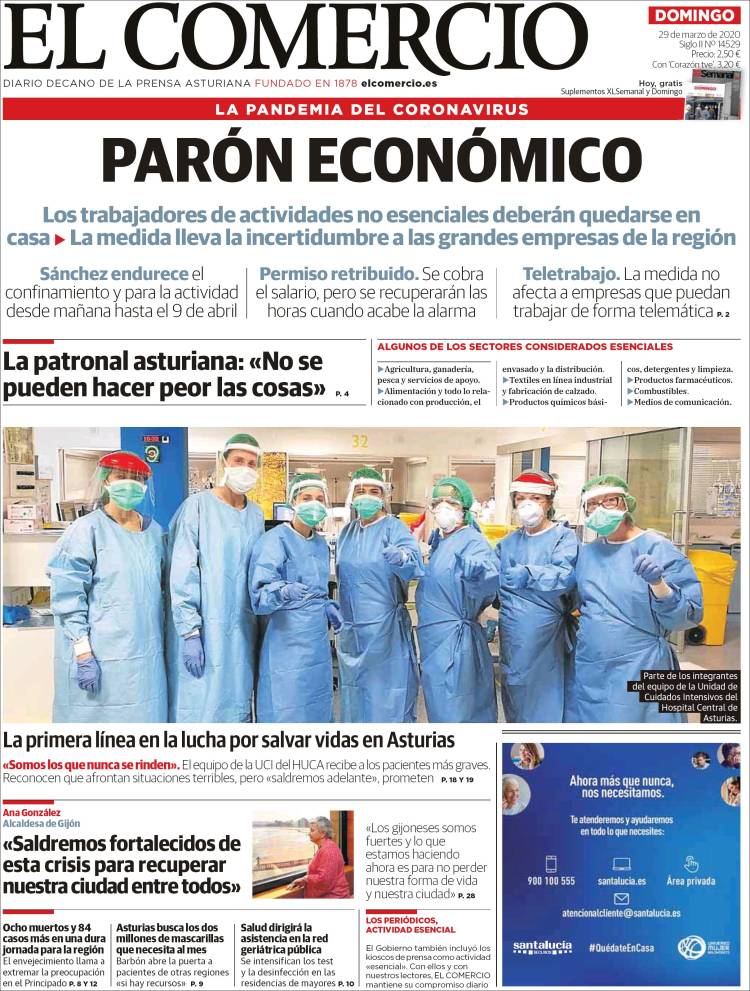 Portada de El Comercio (España)