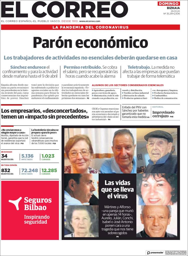 Portada de El Correo (España)