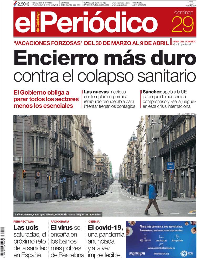 Portada de El Periódico (España)