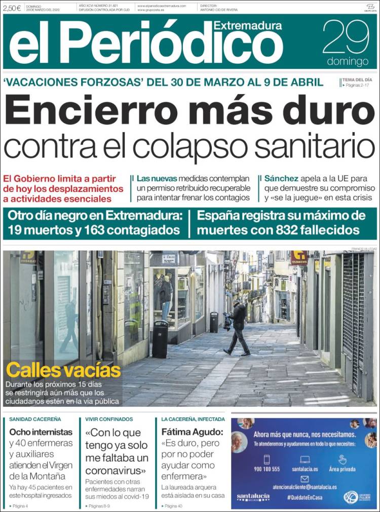 Portada de El Periódico de Extremadura (España)