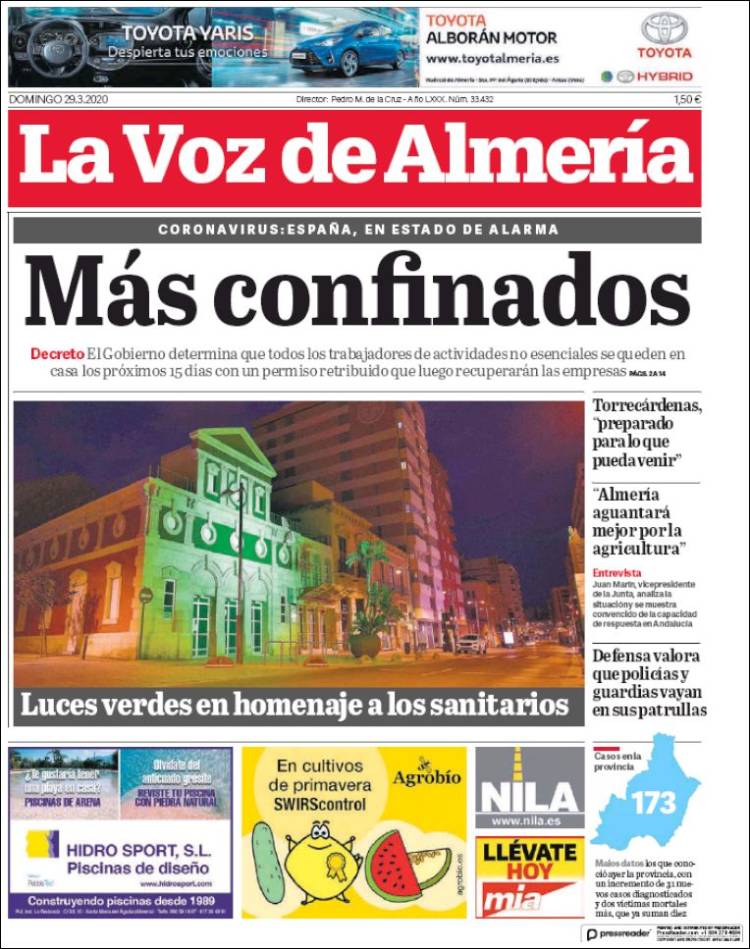 Portada de La Voz de Almería (España)