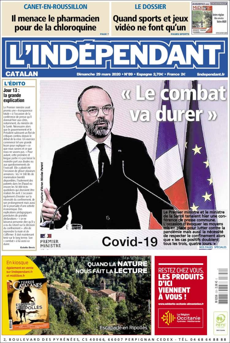 Portada de Le Indépendant (Francia)