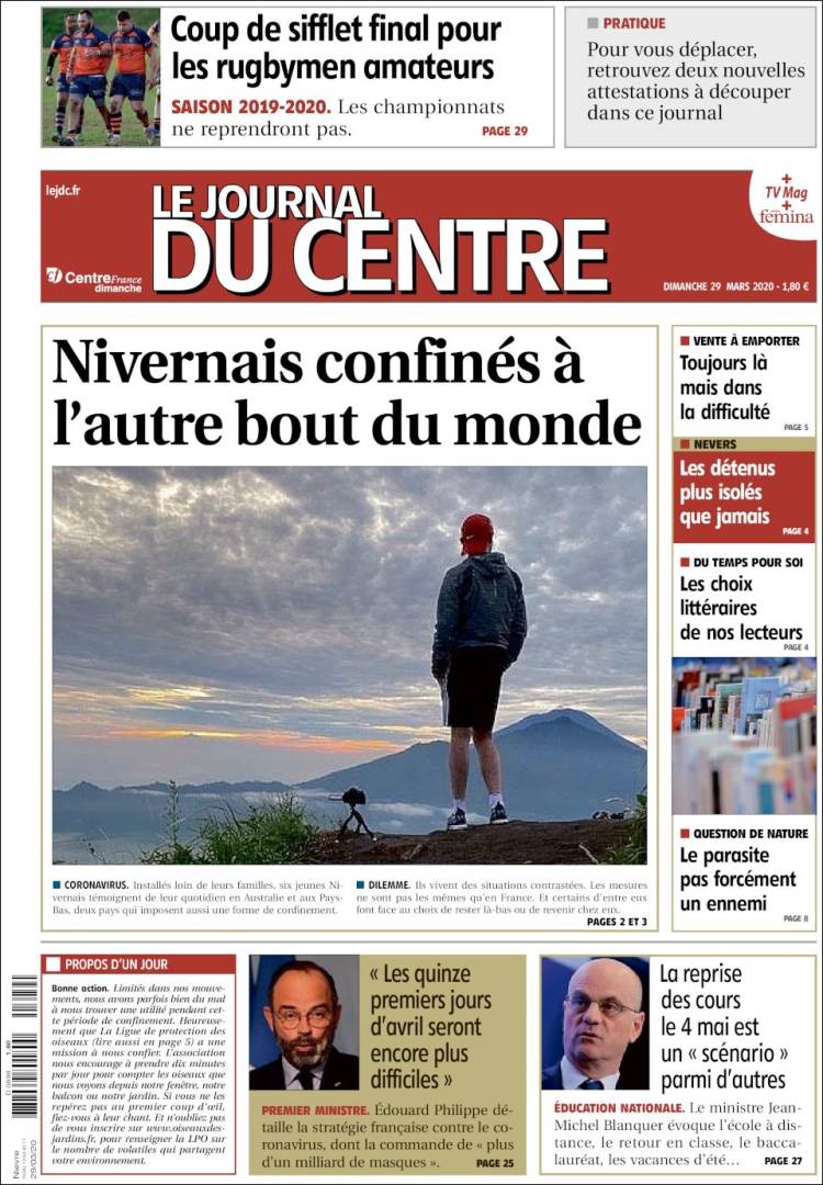 Portada de Le Journal du Centre (Francia)