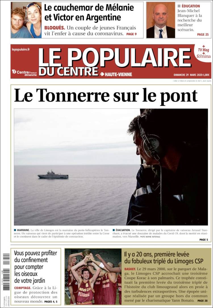 Portada de Le Populaire du Centre (Francia)