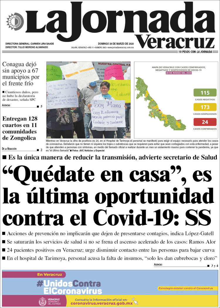 Portada de La Jornada Veracruz (México)