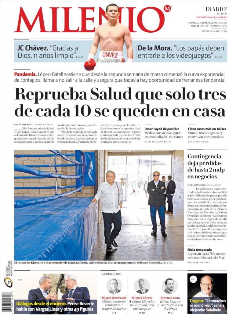 Portada de Milenio - Jalisco (México)