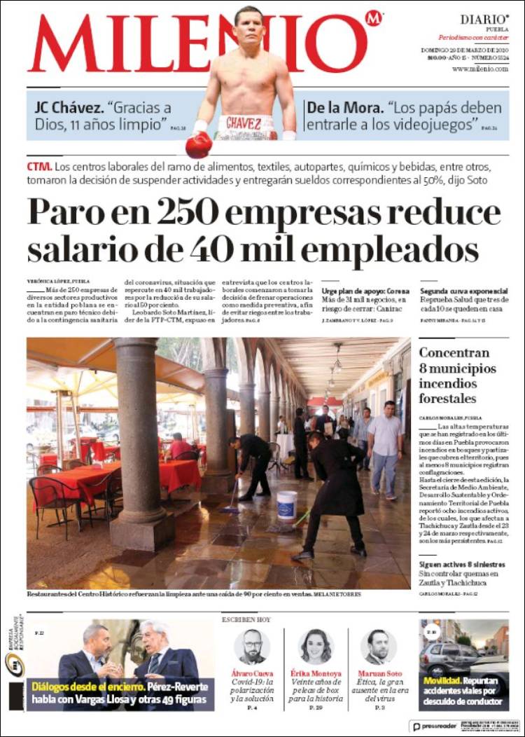 Portada de Milenio de Puebla (México)