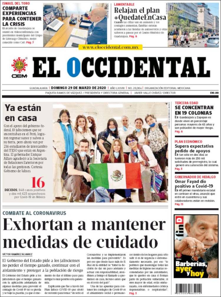 Portada de El Occidental (México)