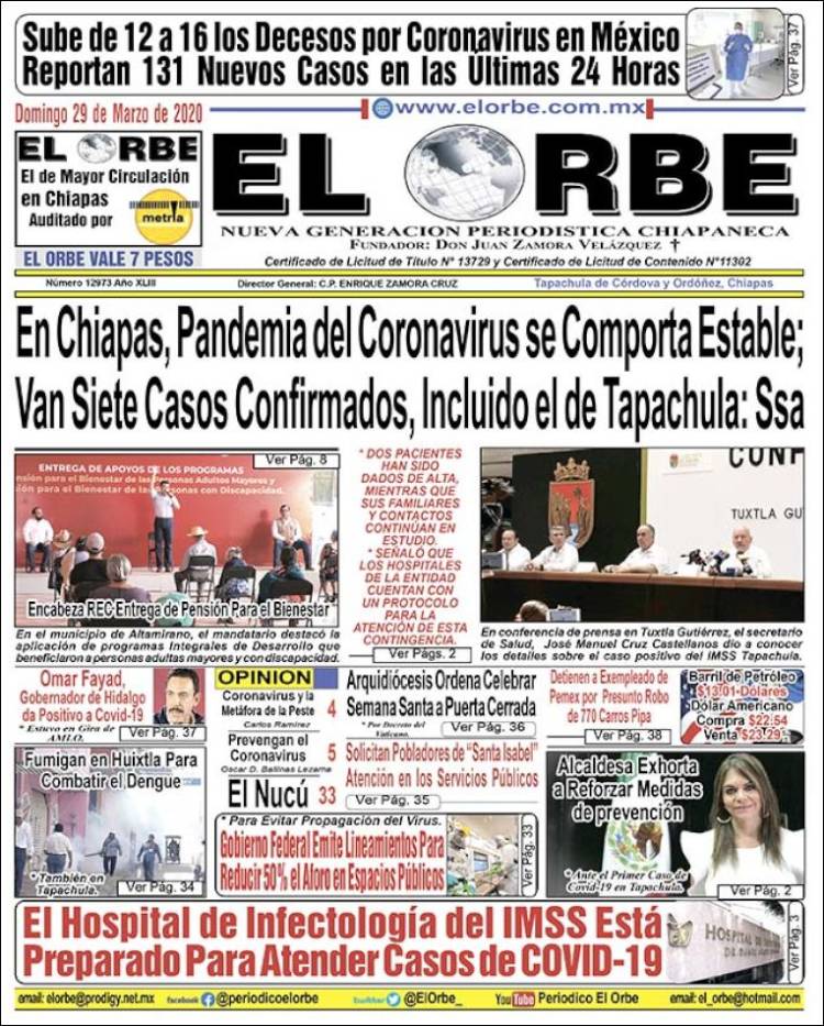 Portada de El Orbe (México)