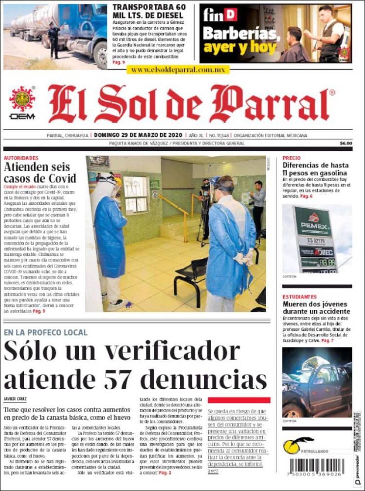 Portada de El Sol de Parral (México)