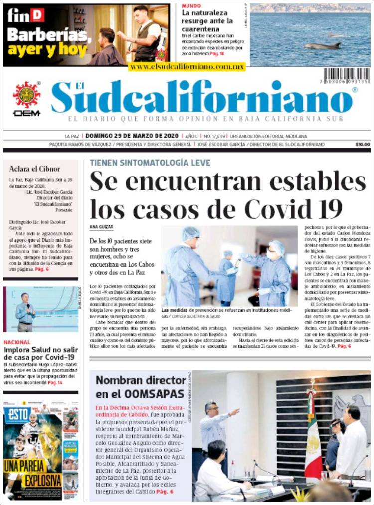 Portada de El Sudcaliforniano (México)