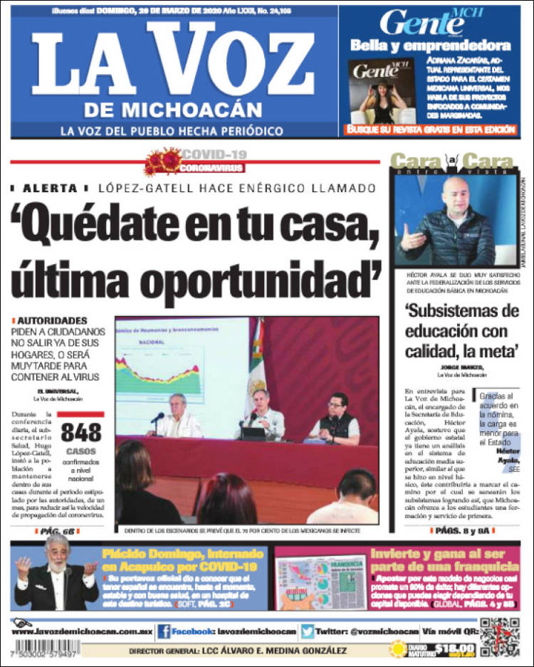 Portada de La Voz de Michoacán (México)